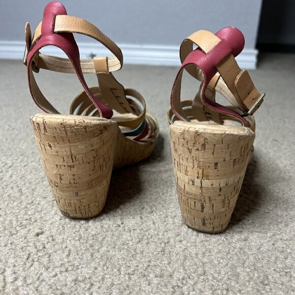 Korks Kork Ease Size 9 Sandals Womens Rainbow Open Toe Strappy Wedge Heel - Picture 6 of 10
